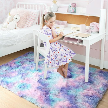 Amdrebio Purple Rainbow Mermaid Small Rug 3x5 - Image 3