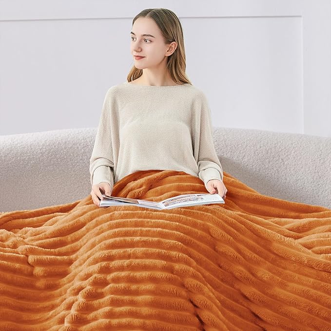 BEDELITE Ribbed Fleece Fall Throw Blanket - Image 2