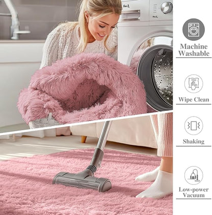 OLANLY 2x3 Machine Washable Small Bedside Rug, Soft Fluffy Shaggy Entryway - Image 2