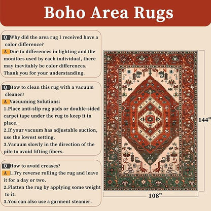 SERISSA 9x12 Washable Non Slip Boho Area Rug - Image 2