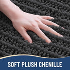 Arotive Luxury Chenille Bathroom Rug Mat, Extra Soft Thick Absorbent Shaggy Bath Rugs, Non-Slip Machine Wash Dry, Plush Bath Mats for Bathroom, Shower and Tub, 47x17, Dark Grey