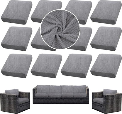 12PCS Patio Cushion Covers, Patio Furniture Couch Seat Slipcovers | Washable by SUKAIKEQA