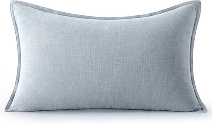 MIULEE Decorative Linen Lumbar Pillow Cover 12x20 Inch Light Blue | Boho - Image 7