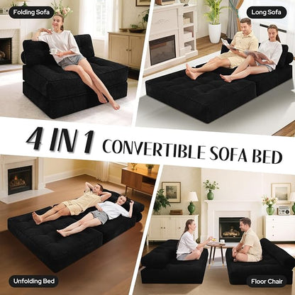 HABUTWAY Folding Sofa Bed, Foldable Floor Sofa Lounge w/Dual-Pillow & Handle - Image 7