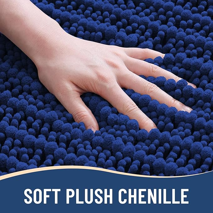 Arotive Luxury Chenille Bathroom Rug Mat, Extra Soft Thick Absorbent Shaggy Bath Rugs, Non-Slip Machine Wash Dry, Plush Bath Mats for Bathroom, Shower and Tub, 34x21, Royal Blue