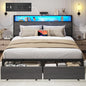 Lifezone Full Bed Frame with 2-Tier Storage Headboard, Metal Bed Frame with by Lifezone