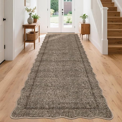GarveeHome Scalloped Washable Runner Rug 2x10 Kitchen Runner Non Slip Taupe | by GarveeHome