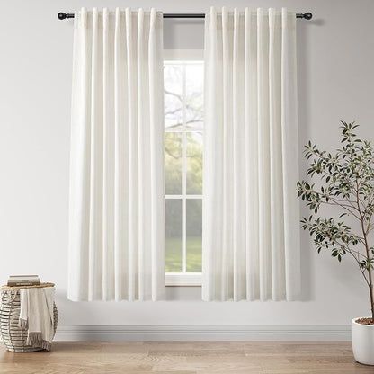 Natural Linen Curtains 63 Inch Length by Nanspring