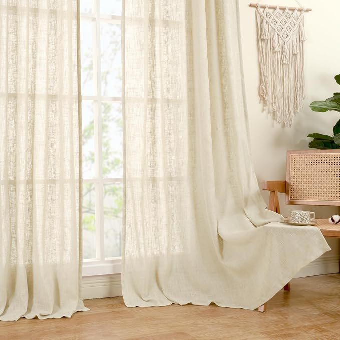 Semi Sheer Linen Curtains 95 inch Length - Image 9