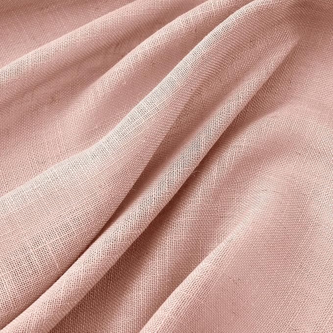 MIULEE Blush Pink Linen Curtains 52x84 Inch Length 2 Panels - Image 4