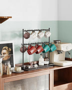 OROPY Coffee Mug Holder for Countertop, 14-Hook Mug Tree Rack for 14 Cups, 2 Tier Mug Display Stand with Heavy Duty Metal Base