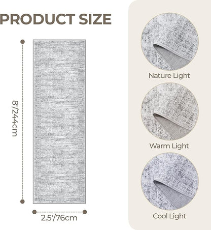 2'6 x 8' Runner Rug Non Slip, Washable Kitchen Rugs, Nursery Room, Soft Runner - Image 2