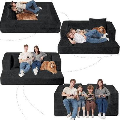 Futon Sofa Bed with Pillow, 3-in-1 Sleeper Sofa Bed with Removable Cover - Image 9