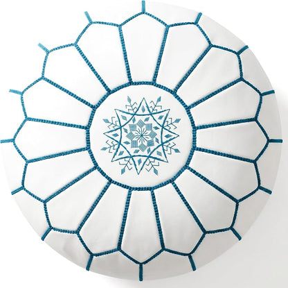 Marrakesh Gallery Genuine Leather Round Pouf Unstuffed - Image 2