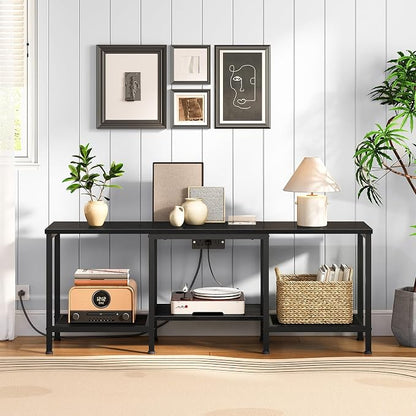 HOOBRO TV Stand with Charging Station to 55 Inches, LED Entertainment Center - Image 4