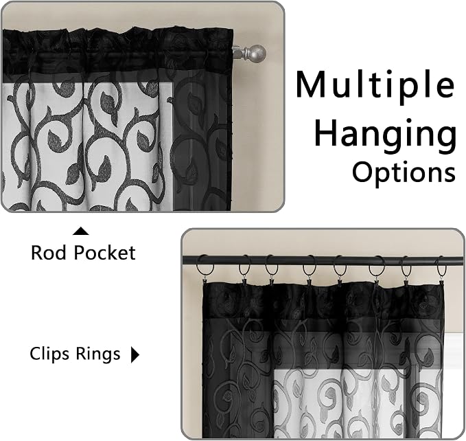 Furman Extra Long Sheer Black Curtains 96 inches Long - Image 3