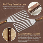 Lamson 3" x 6" Dough (Bench) Scraper and 3' x 6" Chef's Slotted Turner with Walnut Handle - Right-Hand
