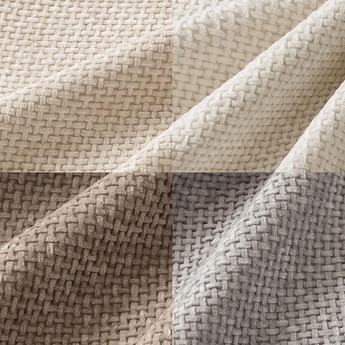 MIULEE Decorative Chenille Pillow Covers Neutral Beige 18x18 Pack of 4 | Modern - Image 2
