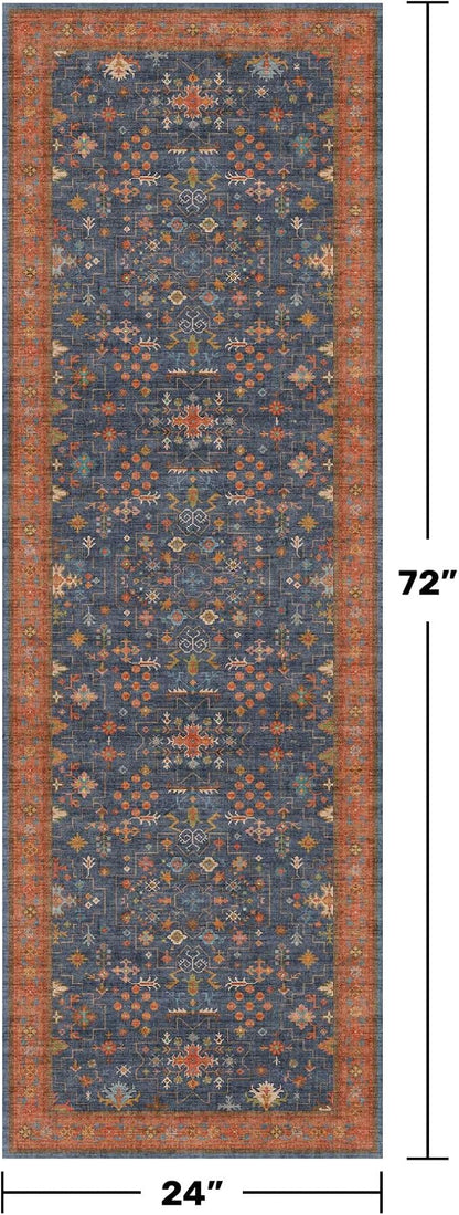 Navy Blue Runner Rug 2x6 for Kitchen, Laundry Room, Washable Non Slip Non Skid - Image 2
