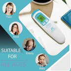 Amplim Non-Contact Forehead Thermometer & Case for Adults, Kids, Baby, FDA Cleared, Medical Grade, Touchless Infrared, 1-Sec Reading, Fever Alarm, Memory Recall, Quiet Mode, (White)