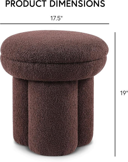 Furniture of America Rami Modern 17.5-inch Mushroom-Shape Upholstered Ottoman - Image 2