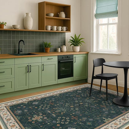 Vintage Dark Green 6x8 Dining Room Rugs - Image 7