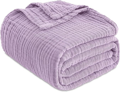 EMME Cotton Blanket Queen Size for Bed Soft Large Muslin Bed Blankets 90"x90" - Image 7