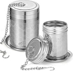 2 Pack Tea Infuser, Tea Strainers for Loose Tea Mesh Stainless Tea Strainer Loose Leaf Tea Steeper Tea Diffuser with Tea Basket and Lid for Black Tea, Spices and Seasonings