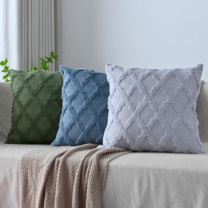 Set of 2 Soft Moroccan Throw Pillow Covers 18x18 Inch Plush Boho Decorative - Image 5