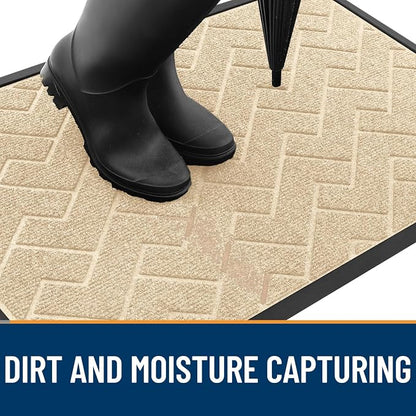 OLANLY Front Door Mat Outside 71x47, All-Season Absorbent Rubber Doormat | Beige - Image 7