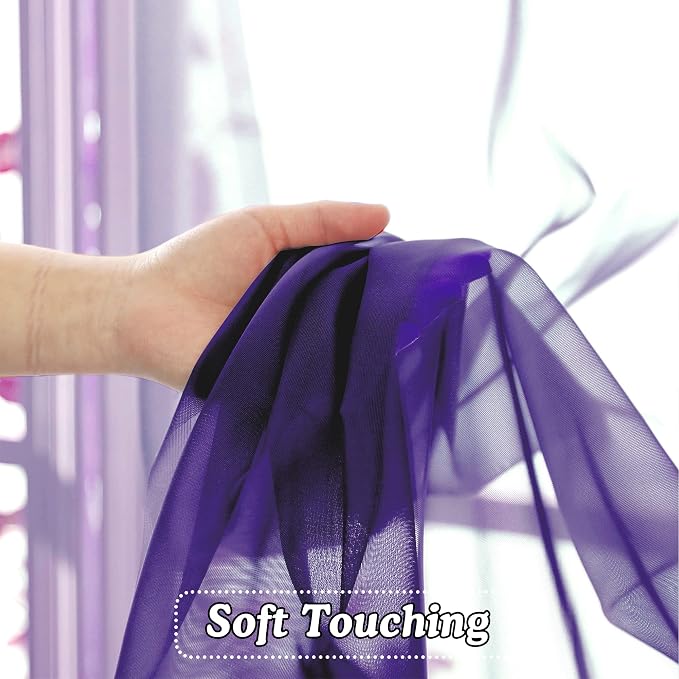 2 Panels Purple Sheer Valance - Image 4