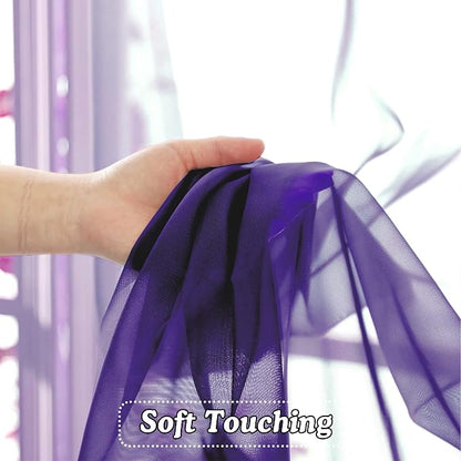 2 Pieces Sheer Curtains 96 Length Window Treatments, Voile Drapes Light Airy - Image 4
