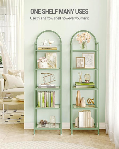 Hzuaneri Bookcase Bookshelf, Tempered Glass Bookshelves, Slim Shelving Unit - Image 4