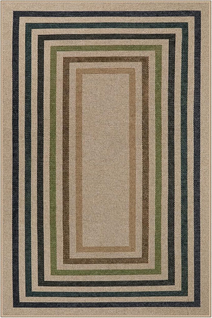 Lahome Modern Geometric Easy Jute Rug, 4x6 Washable Indoor Outdoor Rug | - Image 8