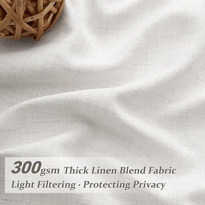 Beige White 60 Inch Wide Light Filtering Curtains 84 Inches Long - Image 2