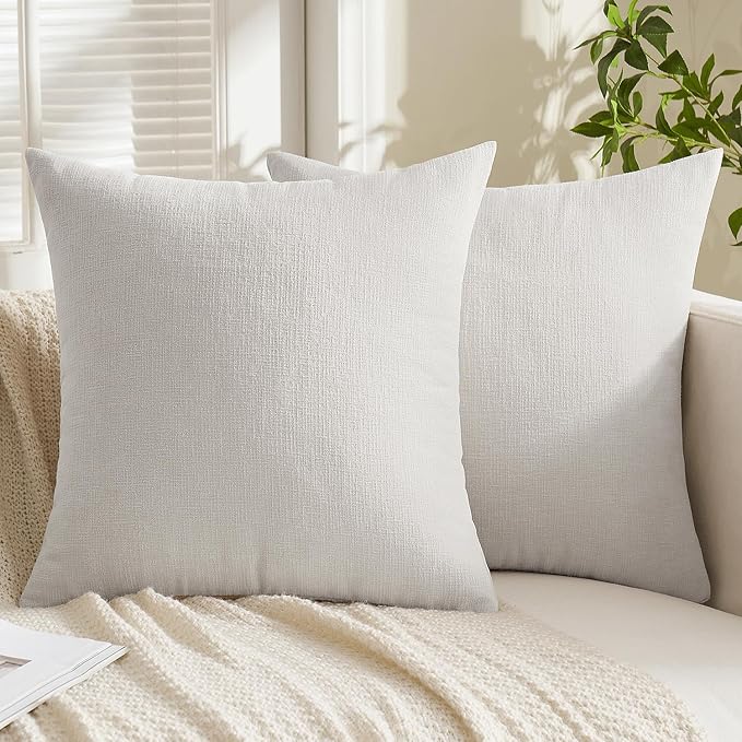 MIULEE Light Grey Chenille Couch Throw Pillow Covers, 20x20 | Set of 2 - Image 5