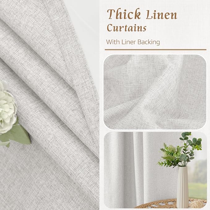 100% Blackout Linen Curtains 48 Inch Length - Image 7