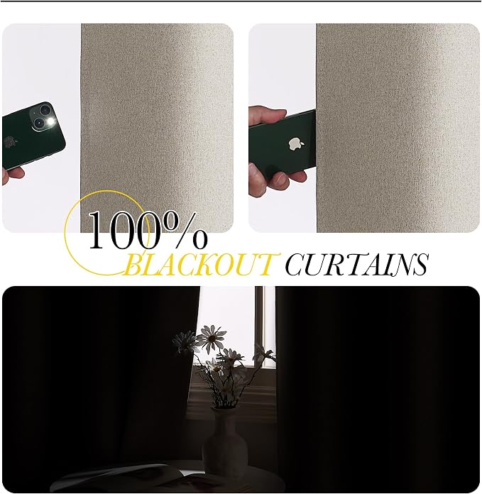 NICETOWN 100% Blackout Curtains 63 inches Long - Image 3
