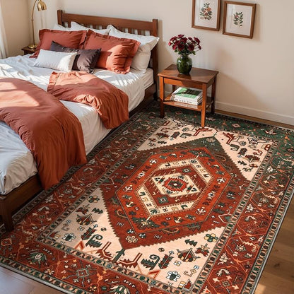 SERISSA Area Rug 3x5 Boho Rugs for Bedroom, Washable Non-Slip Living Room Rug by SERISSAHomeDecorCollection