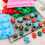 Christmas Silicone Chocolate Molds 5PCS Christmas Trees Snowflake Socks Bells Gingerbread Man Santa Shape Baking Molds for Chocolate Jelly Soap Fondant Candy Candles Pastry Gummies Cake Decorating