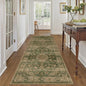 3x8 Green Retro Floral Washable Runner Rug by HUGEAR