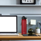 HASLE OUTFITTERS Insulated Water Bottle 22 oz Double Wall Stainless Steel Water Bottle Wide Mouth with Straw Lid & Spout Lid Keeps Cold or Hot(Red,8)