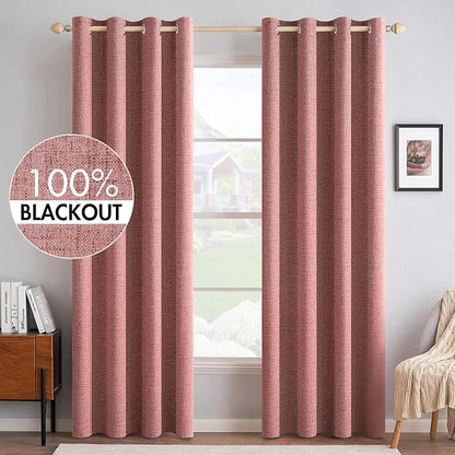 MIULEE 100% Blackout Linen Curtains by MIULEE