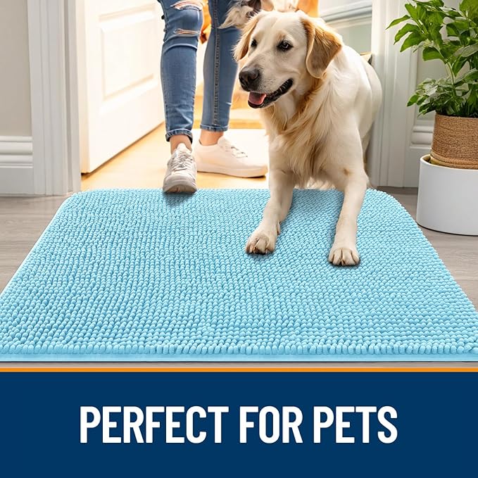 OLANLY Dog Door Mat for Muddy Paws 30x20, Super Absorbent Chenille Mud Mat | - Image 6