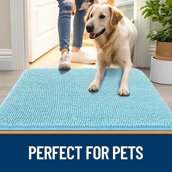 OLANLY Dog Door Mat for Muddy Paws 59x32, Super Absorbent Chenille Mud Mat | - Image 6