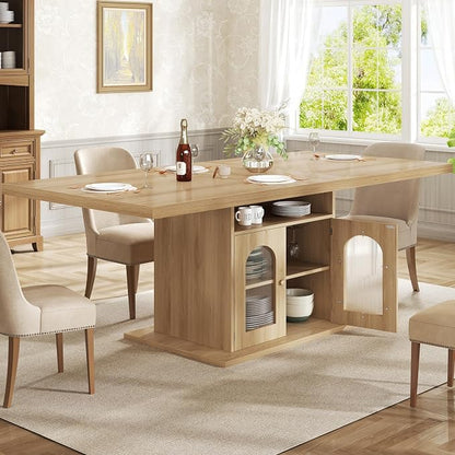 HSH Dining Table for 4–6, 63 Inch Wood Farmhouse Kitchen Table by HOMESWEETHOME