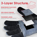 YESWELDER Leather Work Gloves for Men or Women，Suitable for welding | gardening |construction etc. Cowhide leather with cotton lining, wrist closure, grippy and durable.Reinforced palm,Black-gray M
