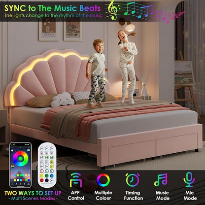 HIFIT Queen Upholstered Smart LED Bed Frame - Image 4