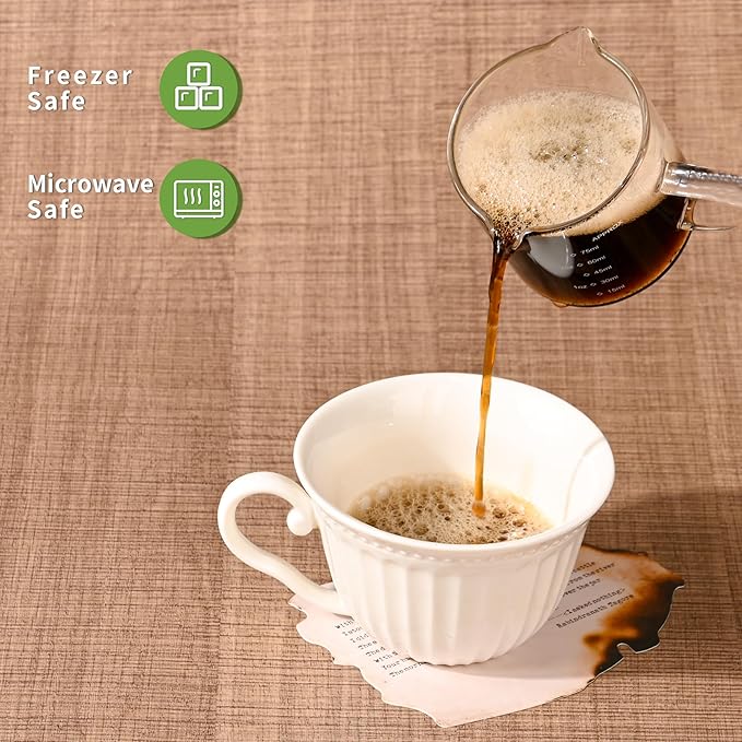 Espresso Double Spouts Glass Coffe Cup with Handle - 75ML/2.5OZ, Clear, Scale Measurement - Espresso Shot Glasses Cup(2PCS) (with Scale)