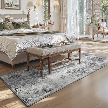 3x8 Grey Rug Runners for Hallways Kitchen Runner Rug Non Slip Washable Black - Image 3